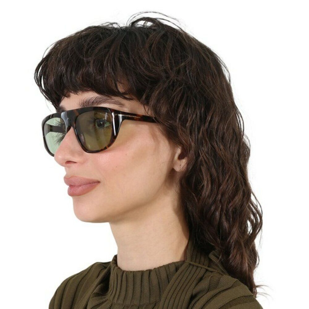 Tom Ford EDWARD-02 Women Sunglasses Havana Green Photochromic Aviator FT1002/S
